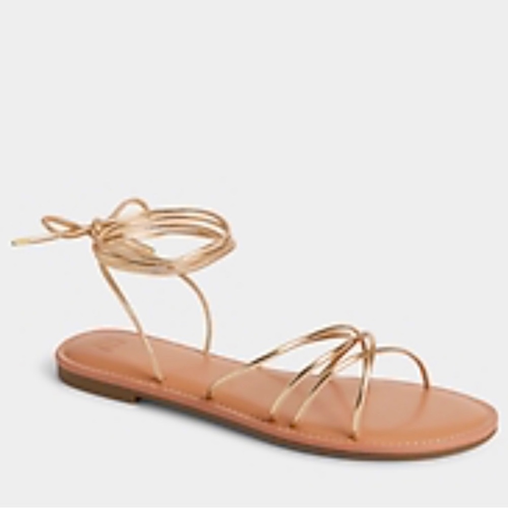 Strappy gold lace up sandals size 7